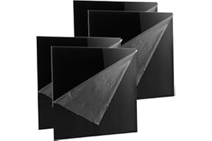 LOLYSIC 4 pieces 30 x 30 cm acrylic glass, black, 2.5 mm plastic plate, acrylic glass plate with protective film, plexiglass plate, suitable for living room decoration, painting, DIY, crafts, signage