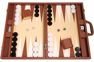 SILVERMAN & CO. 19-inch Premium Backgammon Set - Large Size - Desert Brown Board