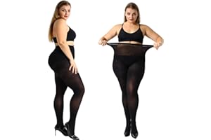 MANZI 2 Pairs 70 Denier Women's Plus Size Tights Stretch Opaque Control Top Tights