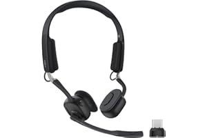 SHOKZ Słuchawki z przewodnictwem kostnym OpenMeet z Bluetooth z otwartym uchem, mikrofon z redukcją szumów, bezprzewodowe do pracy, rozmów, Bluetooth 5.4 (USB-C Adapter)