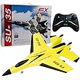 Remote-control airplane drone with 2.4GHz and 2 channels, ideal for controlling flying paper aircraft toys both indoors and outdoors. The Greatest Gift for Adults and Kids Easy to Fly (YELLOW)