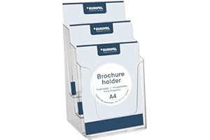 ‎EUROPEL OPUS 2-Brochure Holder, Three Tier Dispenser, A4, Crystal Clear Acrylic, Portrait, 350101.