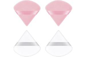 Ainiv Triangle Makeup Powder Puff, paket med 4 Face Sponge Powder Puff, tvättbar återanvändbar sminksvamp, Wet Dry Makeup Too