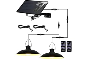 ENCOFT Lampes solaires pour intérieur - Lampe suspendue solaire IP65 - Étanche - Noir - Éclairage extérieur - Lampes solaires pour extérieur, jardin, camping - Avec câble de 3 m (2 lumières, blanc