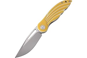 Petrified fish PFE06 Coltello Pieghevole 14C28N Acciaio 3.07" Raso Lama G10 Maniglia Tascabile Coltello Pieghevole EDC (Yellow)