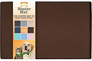Neater Pet Brands Napfunterlage für Hund und Katze - Wasserdichte Silikon Futtermatte - Schützt Böden vor Futter und Wasser (40,6 x 25,5 cm, Braun)
