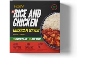 Plato Preparado Fit Arroz con Pollo en Salsa Picante estilo Mexicano de HSN | 420 gramos | Listo para Calentar y Tomar | Alto en Proteínas, Bajo en calorías | Comida Sana y Rica