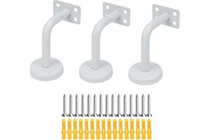 KMERCE Staffe Corrimano Scale, Supporti per Rampa Scala in Acciaio Inossidabile, 60x80 mm, per rampe di Scale, Supporto o Balaustra Interna ed Esterna (3, Bianco+Arco di Giunto)