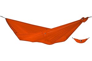 Ticket to the Moon Fair Trade & Artisanal Compact-Hamac Orange pour Voyages, Camping, Jardin, Maison, 3.2 * 1.55m, 480g, Durable Nylon en Soie De Parachute, Installation < 1min