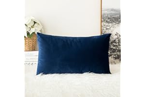 MIULEE Velvet Soft Decorative Square Throw Pillow Case Cushion Covers Luxury Pillowcases for Livingroom Sofa Bedroom with Invisible Zipper 30cm x 50cm 12x20 Inch 1 Piece Navy Blue