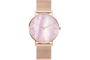 Basfur Montre-Bracelet pour Femme, Montre à Quartz analogique pour Femme avec Bracelet en Maille en Acier Inoxydable