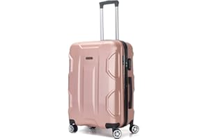 TROLLEY ADC - Valise Cabine 55x34x23 - Rigide, Légère 2,5 Kg - 39 litres - 4 Doubles Roues Silencieuses - Maniable, Pratique et Étanche - Collection Palace Superfly - Rose Gold