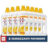 AMUCHINA Detersivo Pavimenti Igienizzante al Limone, 8 Flaconi da 1.5 LT