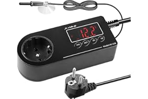 Bordeag Thermostat Steckdose Mit Fühler 220V Reptilien Thermostat, Digitaler Temperaturregler Steckdose Mit Thermostat Heizung Kühlung Für Gewächshaus, Aquarium, Terrarium, Reptilien