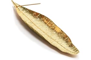 ACONDE Uchwyt na kadzidełka, 20,8 cm, stop cynku, popielaty łapacz liści, metalowy pojemnik na kadzidełka, do domu, biura, jogi, medytacji (kolor złoty)