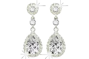 Kara Nicole Silver Wedding Earrings Crystal Rhinestone Big Long Drop Dangle Diamante Bridal
