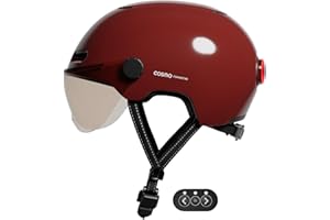 Cosmo Connected - Cosmo Fusion+ - Casque Intelligent Vélo et Trottinette avec Visière, Taille Adulte - Clignotants, Feu de Freinage Automatique, Partage de Trajet, Détection de Chute, Assurance