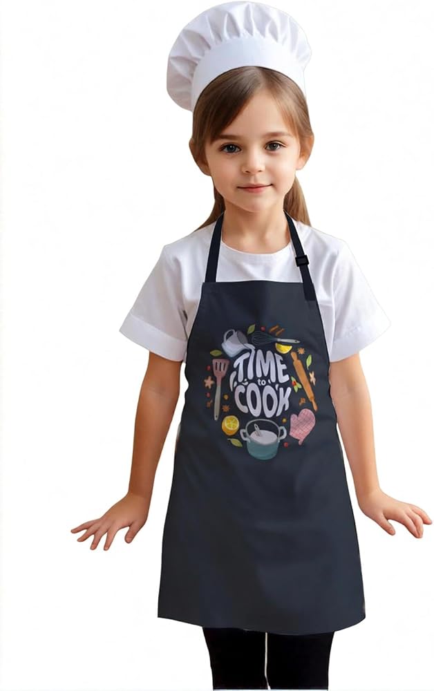 Çocuk Mutfak Önlüğü, Aktivite Önlüğü, Desenli Mutfak Önlüğü, 55 cm Boy 40 cm Genişlik Çocuk Önlüğü