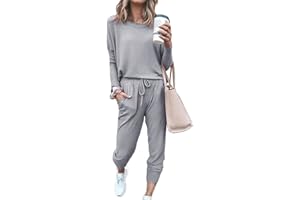 SotRong Women's 2 Piece Long Sleeve Tracksuit Loungewear Set Plus Size Crew Neck Sweatshirt and Drawstring Baggy Jogger Pant