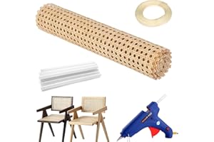 HEYOUTH Wiener Geflecht,Kommode Wiener Geflecht,Rattangeflecht Meterware,Wiener Geflecht 200x35cm helles Rattan-Gewebe,Mit Heißklebepistole,10 Klebestiften,5 Metern Druckstreifen für DIY-Projekte Dekoration