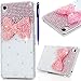Produktbild Sony Xperia Z3 Hülle, Yokata Luxury Transparent mit Rosa Bowknot Motiv Case Glitzer Bling 3D Diamant Cover PC Hart Plastik Schutz Creative Schutzhülle + 1 X Stylus Pen