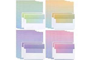 KSIWRE Watercolor Stationery Set with Envelopes, 16 Lined Paper Sheets + 8 Envelopes, Gradient Colors Stationery Paper for Writing Letter Poems Invitations Best Wishes