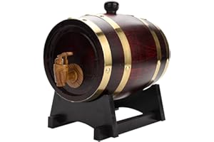 Yagosodee 1. 5L Oak Timber Barrel Vintage Wood Whisky Storage Barrel Aging Barrel Decanter with Tap Home Decor for Whiskey Rum Port