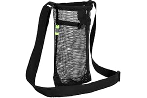 CYMWER Torba na butelkę wody, uchwyt na butelkę z wodą z regulowanym paskiem na ramię, składana, lekka siatkowa torba na butelki do uprawiania sportu, torba na wodę na plecak, spacery, siłownię