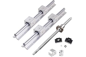 GooEquip 2 guías lineales SBR20 de 1200 mm, con 4 bloques de rodamientos SBR20UU, SFU1605, husillo circular de 1200 mm, acero inoxidable, husillo circular + acoplamiento de 6,35 x 10 mm, BK12 BF12