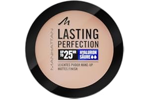 ‎MANHATTAN Manhattan Lasting Perfection Compact Make-up, Puder Make-up mit hoher Deckkraft für ein natürliches, mattes Finish, Fb. 004 Rose Ivory, 7 g