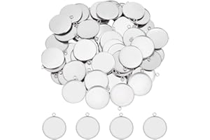 UNICRAFTALE 100 pcs 30mm 304 En Acier Inoxydable Pendentif Cabochon Paramètres Plat Rond En Acier Inoxydable Couleur Cabochon Paramètres Plateaux Blancs Balancent Charmes 36x31x2mm
