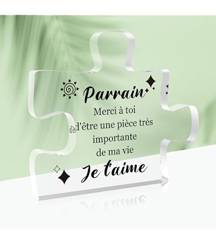 Plaque Acrylique Personnalisée | Cadeau Femme, Maman, Marraine | Cœur & Puzzle | Pour Fête, Anniversaire, Noël
