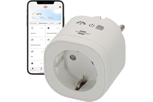 Brennenstuhl Connect WiFi Steckdose WAE 3600 XS01 mit Energiemessung (Smarte Steckdose 2.4 GHz kompatibel mit Alexa und Google Assistant, Matter, smart Plug mit Zeitschaltuhr, kostenlose App)