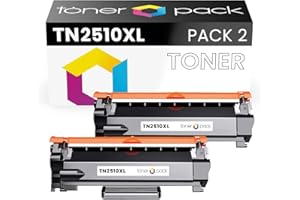 TONER PACK TN2510 TN2510XL Cartucho de Tóner Compatible para Brother MFC-L2800DW HL-L2400DW HL-L2400DWE DCP-L2620DW DCP-L2627DW MFC-L2827DW MFC-L2835DW MFC-L2860DW (2 Unidades)