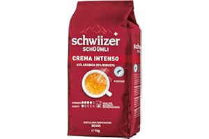 ‎SCHWIIZER SCHÜÜMLI Schwiizer Schüümli Intenso, Arabica/Robusta Kaffeebohnen, charaktervoll-intensiv, ideal für Vollautomaten, Stärke 4/5, mittlere Röstung, Rainforest Alliance, 1kg
