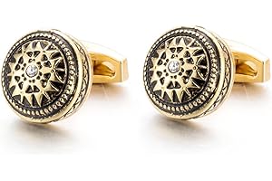 LONGCREEK Gemelli con nodo celtico per uomini, gemelli rotondi a croce, gemelli di fiori di cristallo con strass, gemelli da smoking con camicia in filigrana celtica vichinga, gemelli punk gemelli francesi