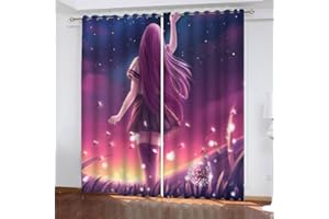 NUYSP Anime Vorhang Blickdicht B 150 X H 166 cm Polyester Vorhänge mit Ösen 2er Set Gardinen, 3D Gedruckt Sterne Bunt Verdunkelungsvorhang für Kinderzimmer Wohnzimmer Schlafzimmer