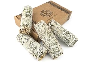 MUT22 4 Salvia Bianca Sacra da Bruciare - Erba di Purificazione e Armonia, Salvia Apiana 100% Naturale, Ideale per la Pulizia Spirituale e i Rituali Energetici