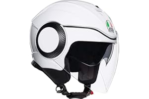 AGV Orbyt ECE 22-05 Solid Motorbike Jet Helmet ECE 22-05 with Sun Visor, Pearl White, M