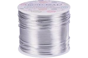 BENECREAT 17 Gauge(1.2mm) Aluminum Wire 380FT(116m) Anodized Jewelry Craft Making Beading Floral Colored Aluminum Craft Wire - Silver