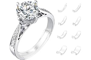 BEEJUNE Pack of 8 Ring Reducers Invisible Ring Reducer Invisible, Ring Too Large Ring Insert, Ring Size Adjuster, Ring Insert for Reducing, for All Rings, Various Sizes, Resin