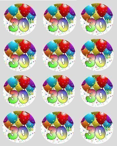 12 30. Geburtstag reispapier märchen / cup cake 40mm toppers dekoration