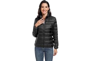 Teemie Chaquetas Acolchada Para Mujer Ligera Plumón Estilo Cazadora Resistente al Agua Cremallera Jacket Ropa Cálida Corta Entretiempo Abrigo Invierno Montaña Deporte