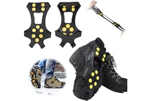 PRZRAO Crampons Chaussures Antidérapant avec 10 Clous à Neige Grips, Les Randonnées, Protection Antiglisse, la Glace Chasse et la Marche en Hiver - Unisexe