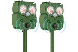 GZAODAO Solar Tiervertreiber 2 Stück, Ultraschall Katzenschreck, Katzenschreck für Garten,Verjagen von streunenden Katzen, Hunden, Waschbären und Vögeln aus Gärten, Bauernhöfen,Obstplantagen