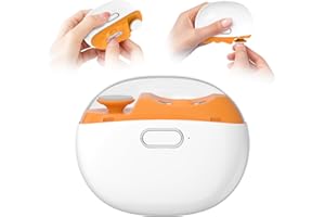 GNLLYIL Tagliaunghie Elettrico, 3 in 1 Nuovo Tagliaunghie Automatico, 2 Velocità Regolabile, Portatile con Luce LED e Organizzatore per Unghie, Ricarica USB, Nessun Rumore per Neonati, Adulti, Anziani -Orange