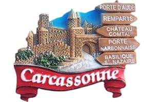 MUYU MAGNET Imán de nevera 3D Carcassonne Francia para el refrigerador, recuerdo de regalo, colección de artesanía de resina