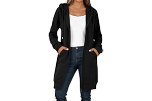 Lggwunsi Felpa Donna con Cappuccio - Autunno e Inverno Lunga Giacca Sportiva Leggero Hoodie Cotone Manica Lunga Sweatshirt Aperto con Tasche Felpe Casual Classico Tinta Unita S-XXL