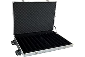 REDTOOTH POKER Silver Empty Poker Chip Case | Holds up to 1000 Pieces | Includes Wheels and Extendable Handle