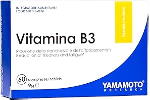 YAMAMOTO NUTRITION Vitamina B3 60 Compresse, Integratore Alimentare che Apporta 54 mg di Niacina per Compressa, Riduce Stanchezza e Affaticamento, Aiuta la Memoria e Protegge la Pelle